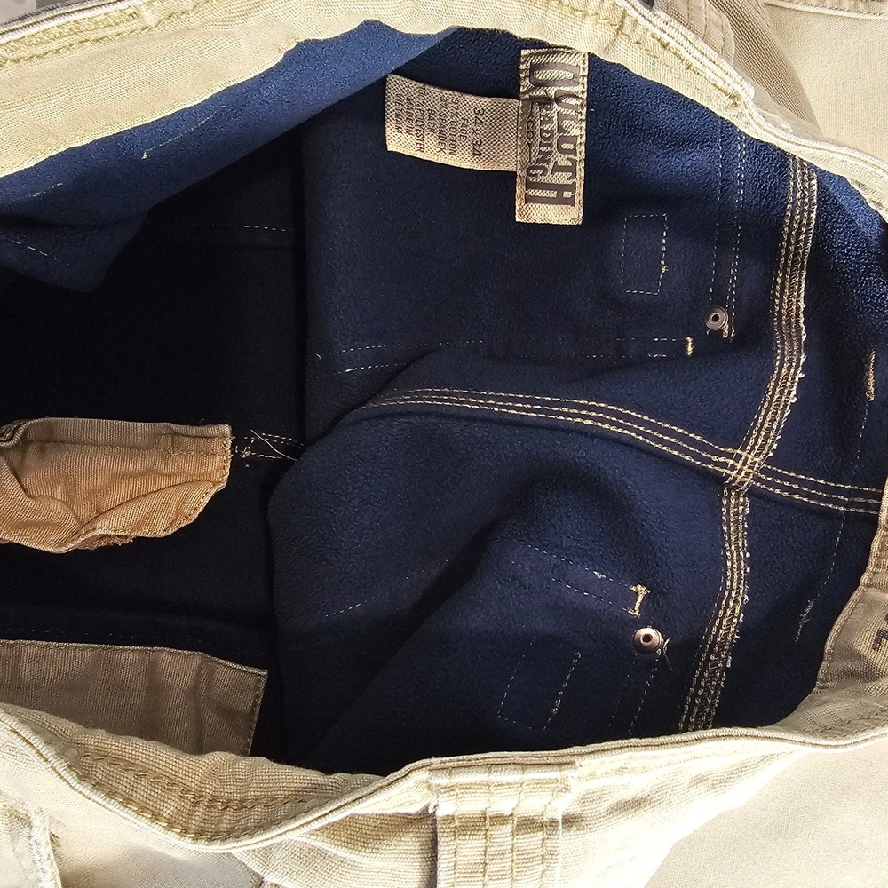 Duluth Trading Flex Fire Hose Cargo Pants Khaki 34x34 Thrashed Fleece Lined - Picture 12 of 16